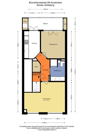 Floorplan - Bronckhorststraat 26-1, 1071 WS Amsterdam